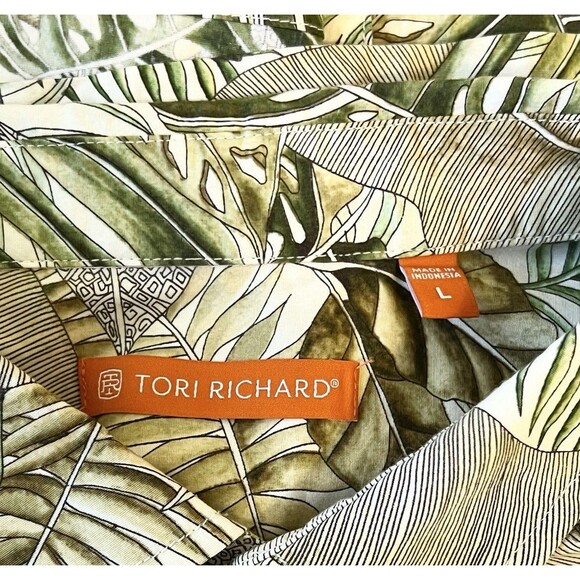 TORI RICHARD Button Up Short Sleeve Shirt Hawaiian Aloha Tropical Leaf Resort L - Picture 5 of 6